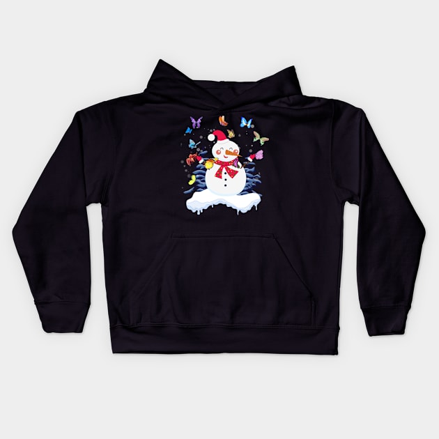 Cute Snowman Butterlfy Costume Gift Kids Hoodie by Ohooha